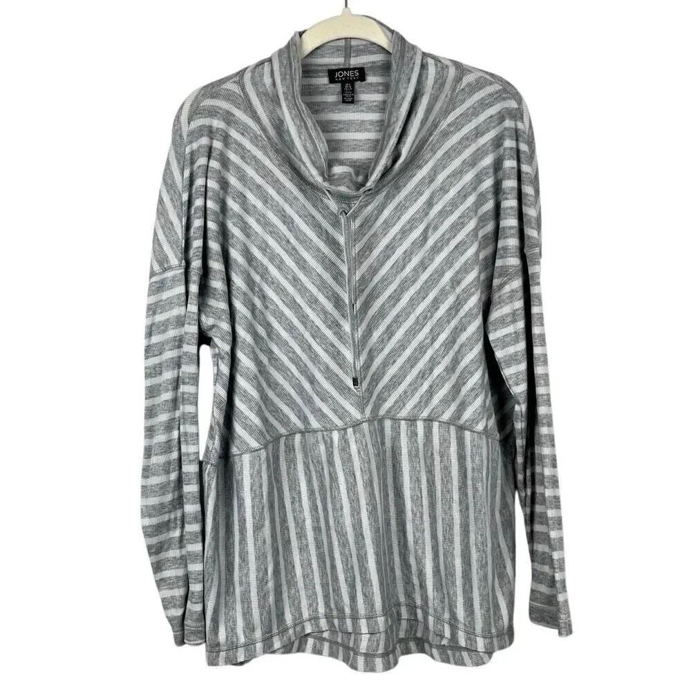 Jones New York Striped Cowl Neck Top Large